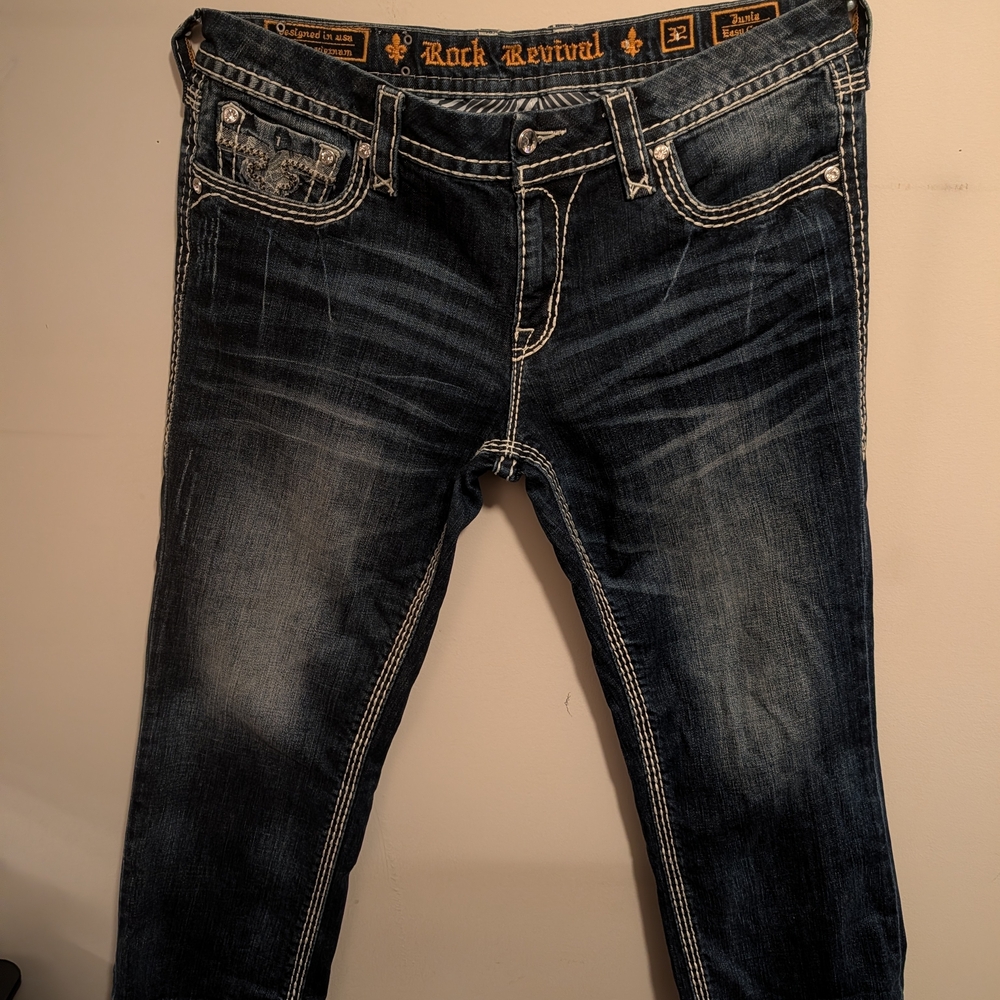 Rock Revival Women's Junia Easy Capri Dark Blue Jeans